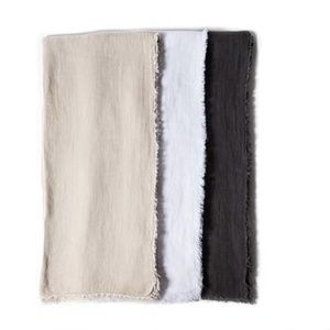 Pom Pom White Linen Throw NWT